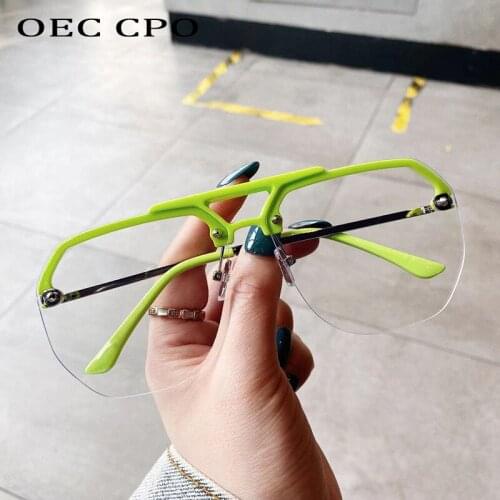 OEC CPO Fashion Rimless Optical Glasses Frames Men Women Vintage Glasses Clear Lens Ladies Gafas De Sol Eyeglasses Female