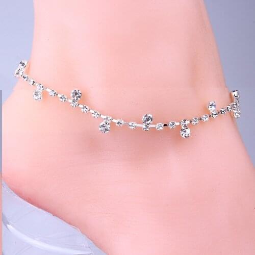 Sexy Clear Rhinestone Anklet Foot Sandal Beach Wedding Jewelry Ankle Bracelet Bracelets Anklets for women