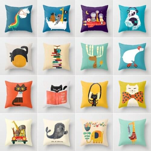 Nordic Cartoon Style Pillow American Living Room Cushions Original Design Office Throw Pillowcase cute pillows cover