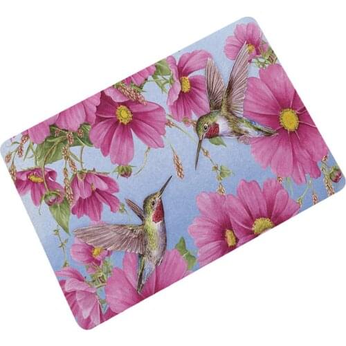 Drop shipping Rubber Flower Bird Pattern Anti-Slip Thin Carpet Door mat doormat Outdoor Kitchen Living room Floor Mat Rug