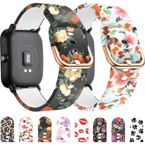 Printed silicone Watch band for Huami Amazfit GTS/GTR 42mm Wrist band bracelet correa Amazfit bip/mini Smartwatch strap 20mm
