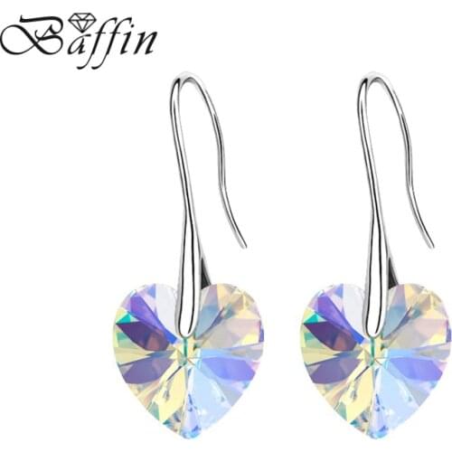 2Pairs/Lot BAFFIN Crystal Heart Drop Earrings Made with SWAROVSKI ELEMENTS Hanging Piercing For Women Best Friends Gift