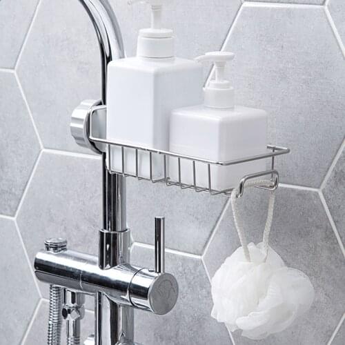 Faucet Drainage Rack Adjustable Stainless Steel Soap Rag Sponge Sundries Storage Rack Organize Holder Shelf For Kitchen Bathroom