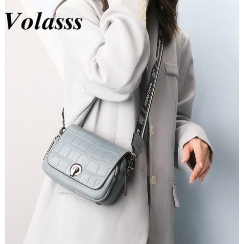 Volasss Female Genuine Leather Flap Small Shoulder Bag For Woman Messenger Crossbody Bags For Ladies New Purses And Handbags