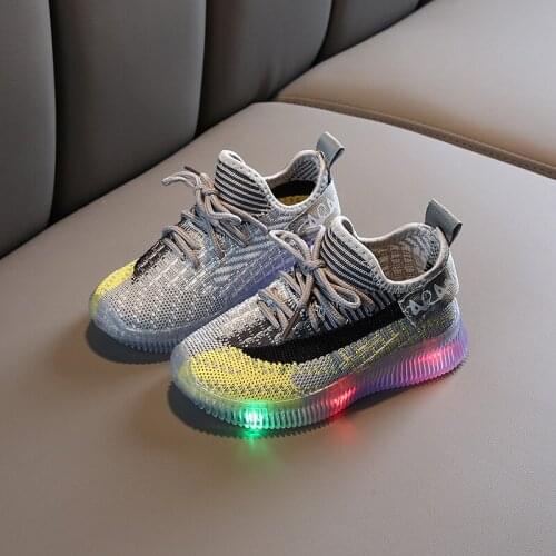 2021 Size 21-30 Luminous Sneakers for children led shoes Glowing Childrens Sneaker Mesh Breathable Led Shoes with Light Up Sole