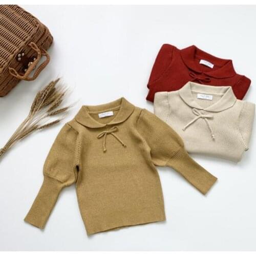 2021 new arrival girls boys knitted sweaters autumn winter fashion kids puff sleeve pullover sweaters