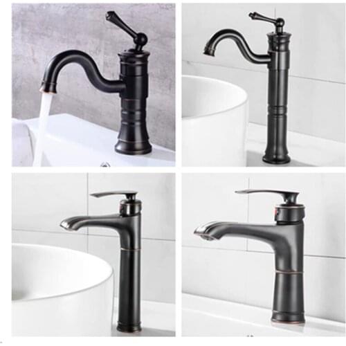 WZLY Basin Faucets Dark Bronze Brass Single Handle Bathroom Wash-basin Faucet Cold Hot Water Sink Crane Mixer Taps Torneira
