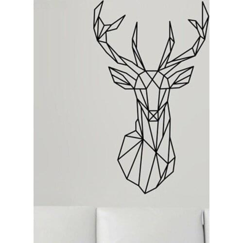 YOYOYU Wall Decal Art Vinyl Wall Sticker New Geometric Deer Head Vinilds Decorative Animal Series Decor Repetable YO033