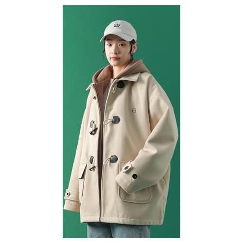 Green school wind horn han edition hooded loose cloth coat female in the new winter coat