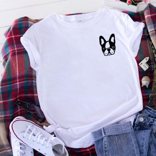 Boston Terrier Funny T Shirt Women Summer Short Sleeve O-neck Cotton Tshirt Women Loose Camiseta Mujer Casual Tee Shirt Femme