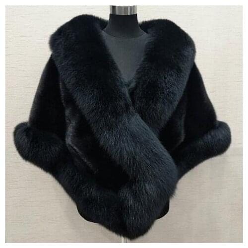 Black Fashion Fall Winter Fox Artificial Fur Grass Vest Lady Loose Coat Women Vest Party Beauty Over Cloth Top Shawl Cloak Cape