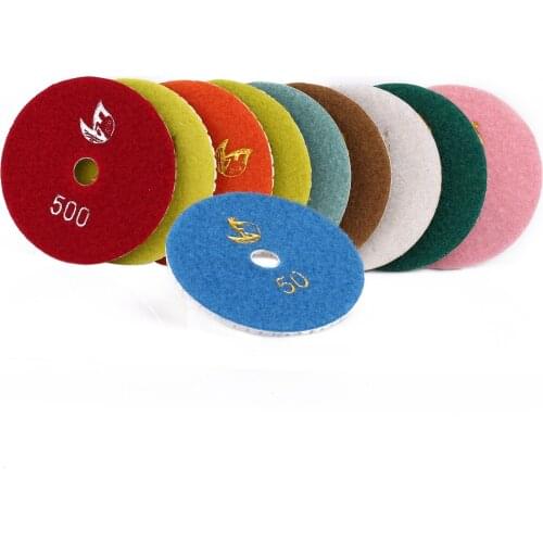10Pcs 4" 100mm Wet or Dry Diamond Polishing Pads for Granite Concrete Marble Flexible Sanding Disc Stone Individual Grit 50-3000