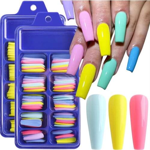 100pcs False Nails Extension Forms French Acrylic Nail Tips Press On Nails Gel Nail Polish Artificial Nail Sets Kits Tool