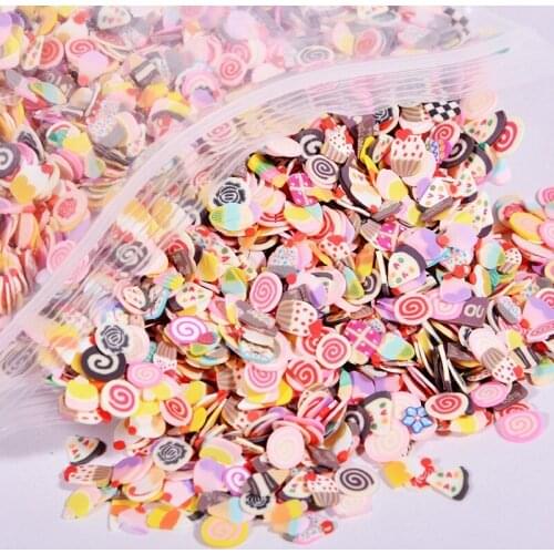 1000pcs/pack Nail Art Fruit Flowers Feather DIY Design Cane Slices Decoration Acrylic Beauty Polymer Clay Nail Sticker Tool