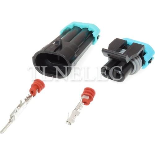 12162000 12052641 Delphi 2 Pin Way Black Male Female Waterproof Temperature Sensor Plug Auto Connector