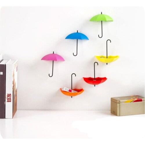 3pcs/lot Colorful Umbrella Shaped Hair Pin Jewelry Display Key Holder Key Organizer Wall Hook
