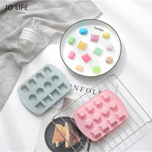 JO LIFE 3D Diamond Gem Ice Cube Cake Decoration Tool Geometry Fondant Chocolate Candy Mold Silicone Mould