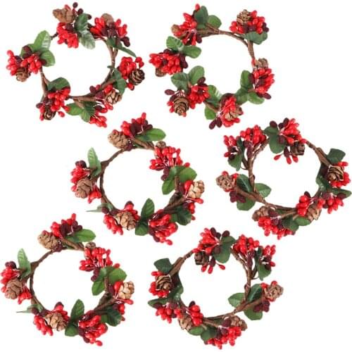 6Pcs Inner Diameter 7cm Simulation Small Berry Bouquet DIY Tourism Lovely Flowers Garland Decorative Material Grains(Re