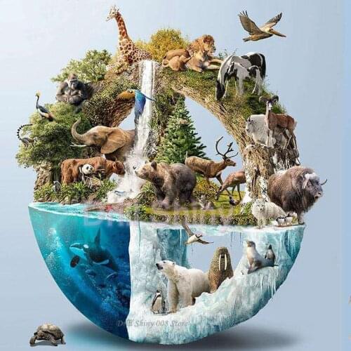 New 5D DIY Full Diamond Painting Animals Collection,Elephant, Whale, Polar Bear Diamond Embroidery Cross Stitch Home Decor Gift