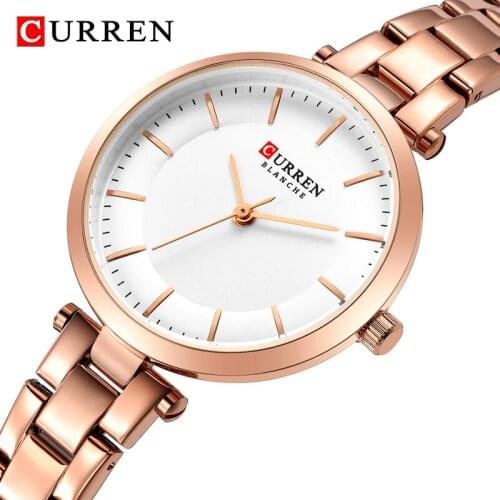 CURREN Luxury Brand Minimalist Quartz Watches Women Rose Gold Bracelet Watch Casual Slim Clock for Ladies Wrist Watch with Steel