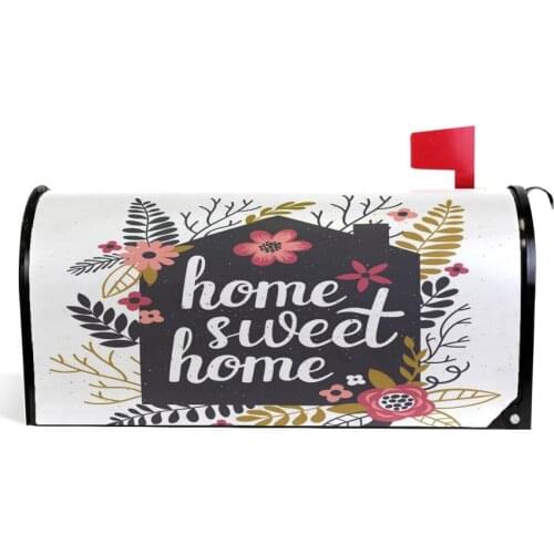 Home Sweet Welcome Magnetic Mailbox Post Box Cover Wraps Flower And Leaves Waterproof Mail Box Covers