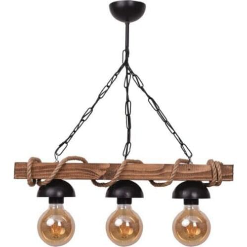 Wood Chandelier 3 Pcs Wire Rope Chandelier Rustic