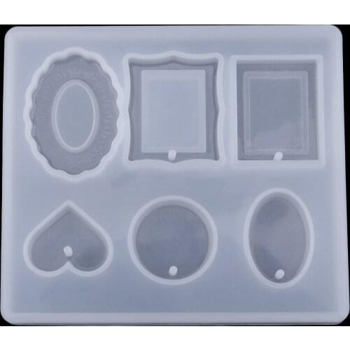 DIY 6 Styles Pendant Charms Mold with Hole Silicone Epoxy Resin Casting Jewelry Making Mould for DIY Necklace Bracelet Earrings
