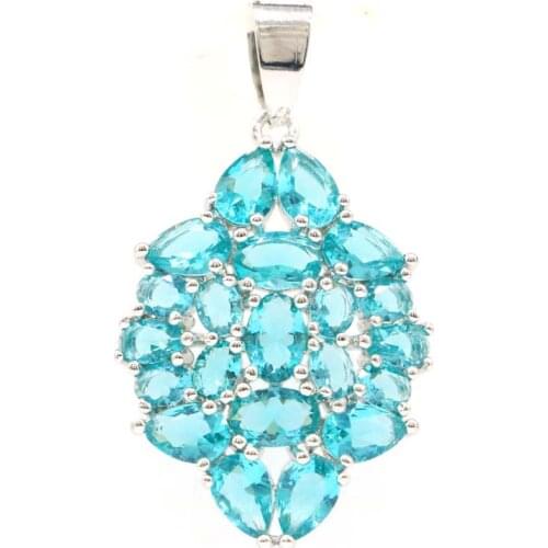 34x22mm Luxury Lovely Cute Created Green Tsavorite Garnet Rhodolite Garnet For Ladies Daily Wear Silver Pendant