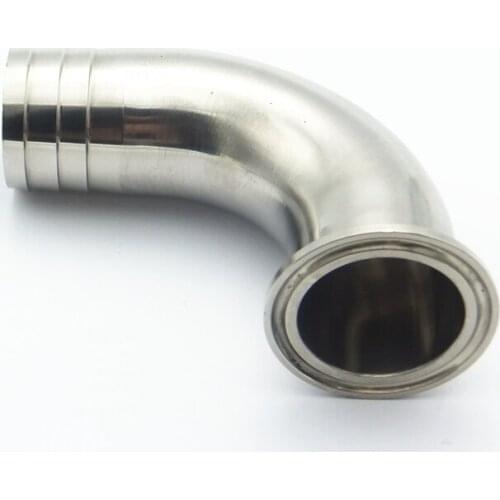 3/4" 19mm OD Hose Barb 304 Stainless Steel Sanitary Ferrule 90 Degree Elbow Pipe Fitting For Home Brew Fit 1.5" Tri Clamp