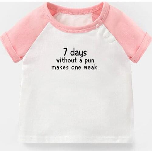 7 Days Without A Pun Makes One Weak 420 Clock Design Newborn Baby T-shirts Toddler Graphic Raglan Color Short Sleeve Tee Tops