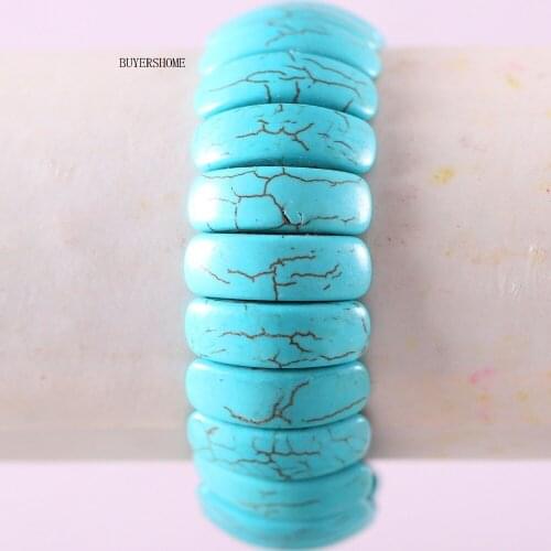 Hot Jewelry For Women 8X22MM Natural Beads Stone Green Howlite Stretch Bracelet 8" 1Pcs H599