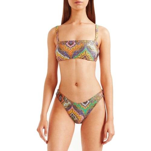 HAPPYSHARK Toem Printed Swimwear Sexy Bandeau Bikinis 2019 New Female Summer Brazilian Biquinis Cut Out Swimsuit Maillot De Bain