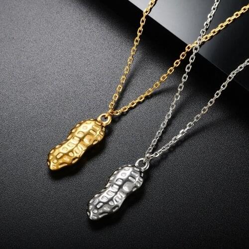 ZMFashion Personalized Peanut Pendant Necklace Gold-plated Stainless Steel Chains Choker Jewelry For Women Men Dropshipping