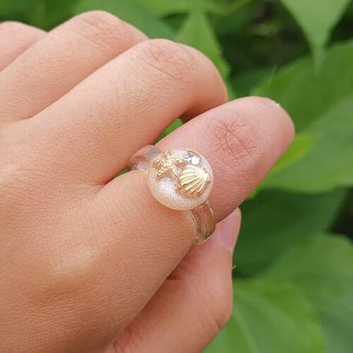Lost Lady New Starfish Shell Multicolor Transparent Rings Cute Finger Rings for Girls Women Jewelry Children Gifts Accessories
