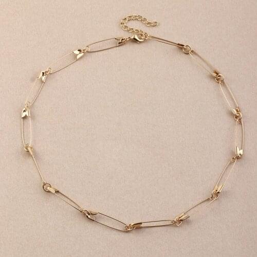 Creative Punk Style Pin Metal Choker Necklace Fashion Rock Cool Girl Gold Necklace Accessories Hip Hop Womens Party Jewelry