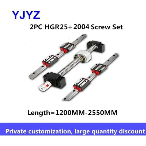 2004 Ball screw linear guide kit HGR25 linear guide kit complete flange / square slider length = 1200MM-2550MM