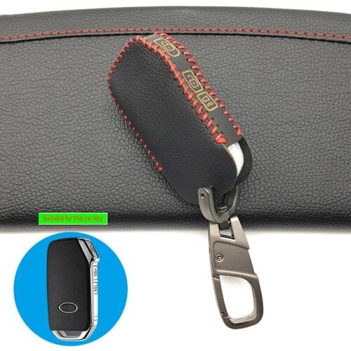 Leather car key fob skin set cover case shell holder for Kia 2018 2019 sportage R Stinger remote sorento cerato protect key