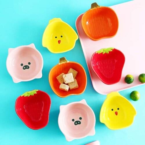 Kitchen Utensils Snack Small Plate for Food Ceramic Side Dishe Tableware Fruit Bowl Sauce Dishe Serving Cartoon Table Decoration