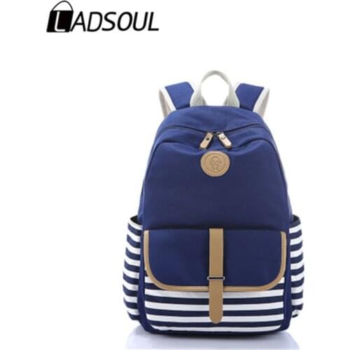 LADSOUL Striped Backpack Large Capacity Rucksack Marine Sailor Navy Stripy School Bags for Men Women Ladies Girls CD5586/h