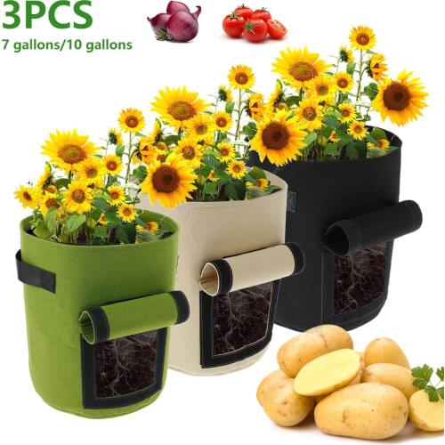 3Pcs Plant Grow Bags Home Garden Potato Pot Greenhouse Vegetable Growing Bags Moisturizing Jardin Vertical Garden Bag Tools