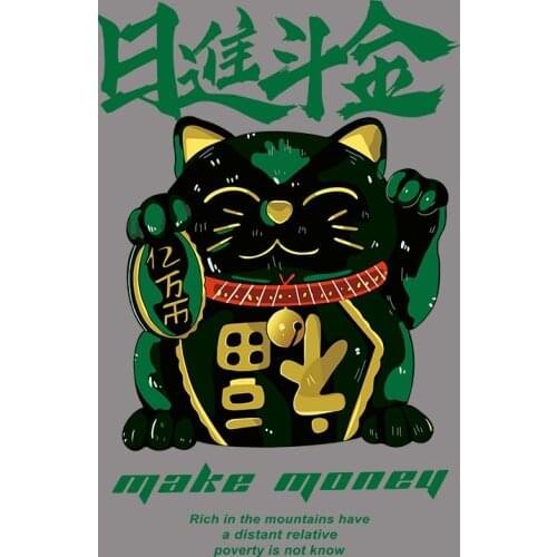 Cute lucky cat heat transfer Iron On decorative stickers on kids T-shirts vinyl badges hand-ironed on clothes