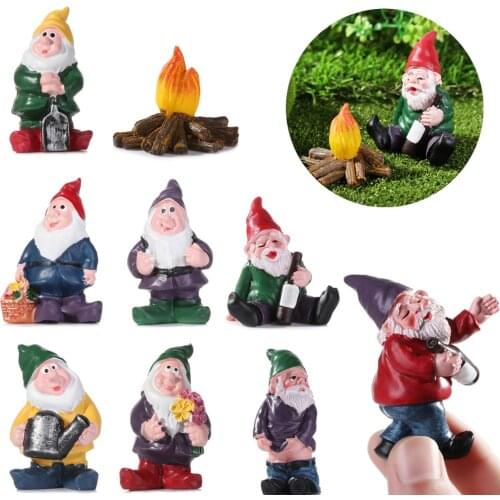 Miniature Drunk Elves Figurines Resin Funny Dwarf Elf Moss Terrarium Ornaments Fairy Garden Miniature Gnomes Desktop Decoration