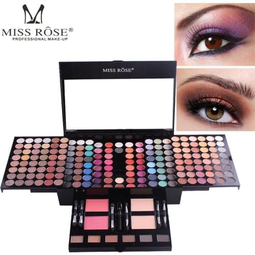Miss rose professional makeup set Pidano shape fold eyeshadow palette 180 colors shimmer matte eyeshadow with blush kit MS014