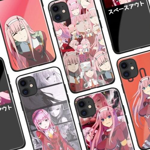Zero Two Anime Black Glass Soft Silicone Phone Case FOR IPhone SE 6s 7 8 Plus X XR XS 11 12 Mini Pro Max Sumsung Cover Shell