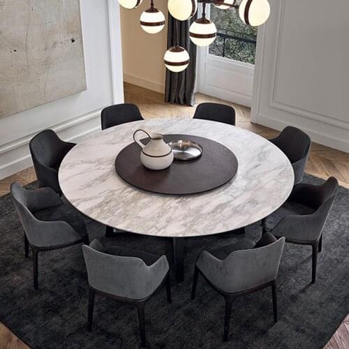 Stone marble round swiveling wooden dining table chairs set Nordic comedor sillas de comedor mesa comedor muebles de madera mesa