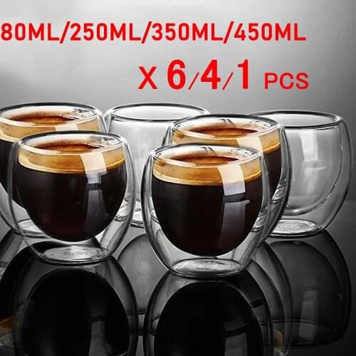 New Heat-resistant Double Wall Glass Cup Beer Espresso Coffee Cup Set Handmade Beer Mug Tea glass Whiskey Glass Cups Drinkware