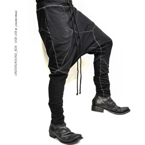 2019 New mens clothing Bigbang Hair Stylist fashion Asymmetric casual cross pants Drawstring pants singer costumes 27-46