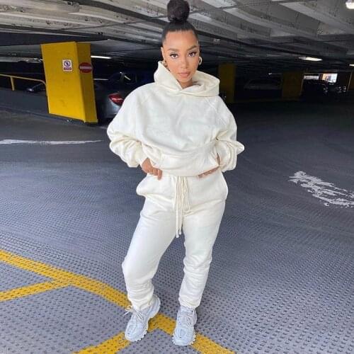 Fall Winter Hoodie 2 Piece Womens Outfits Long Sleeve Top and Sweatpants Lounge Wear Matching Sets for Women Clothes