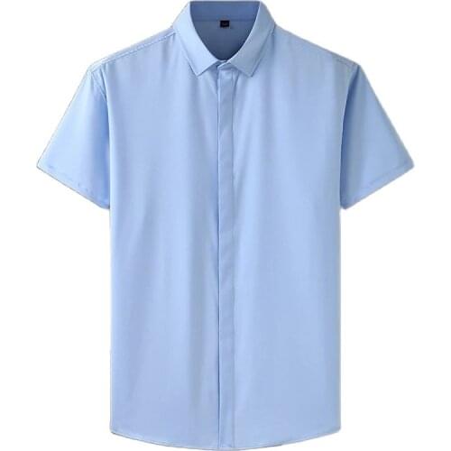 High quality 10XL 12XL 11XL Large Size Men Shirt short Sleeved purple Black Blue Business formal oversize office dress Shirt 60