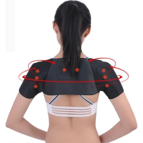 Self-heating Double Shoulder Support Shoulder Wrap Protector Heating Therapy Pad Adjustable Back Bandage Belt